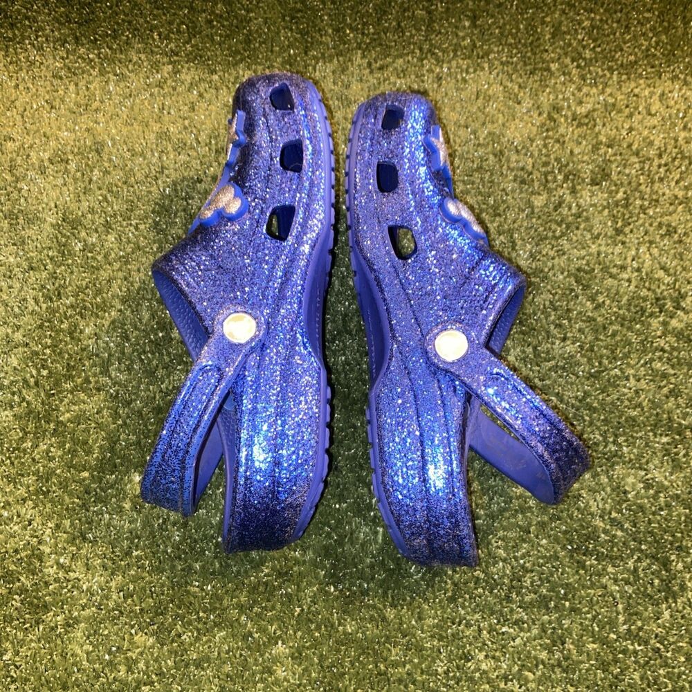 Disney Parks Sorcerer Mickey Make a Wish Blue Glitter Crocs Men’s 6 Women’s 8 - Picture 6 of 9
